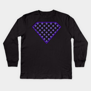 Yin Yang Diamond Design - Purple Color with a Ball Effect Pattern Kids Long Sleeve T-Shirt